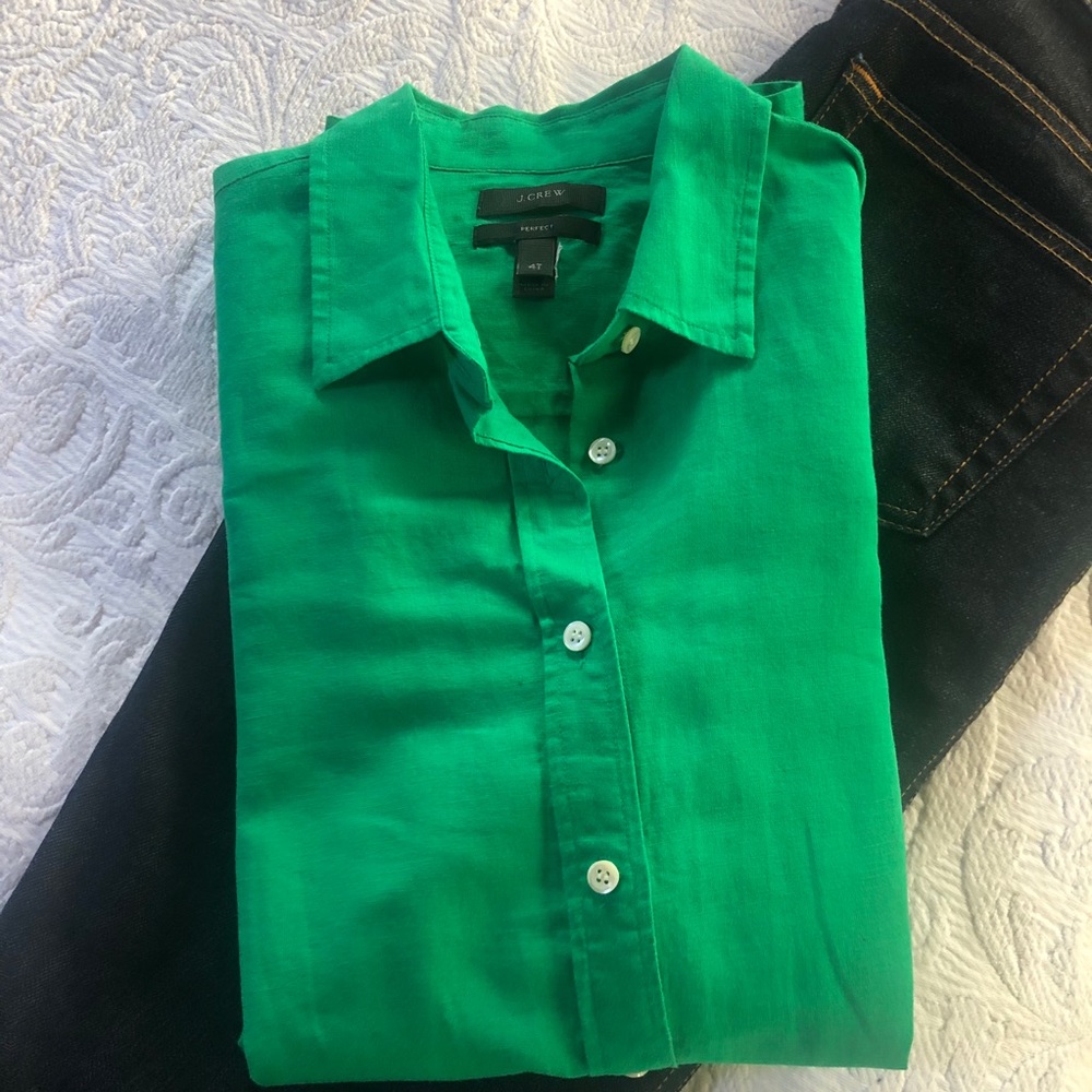 J Crew Perfect Linen Button-down Shirt